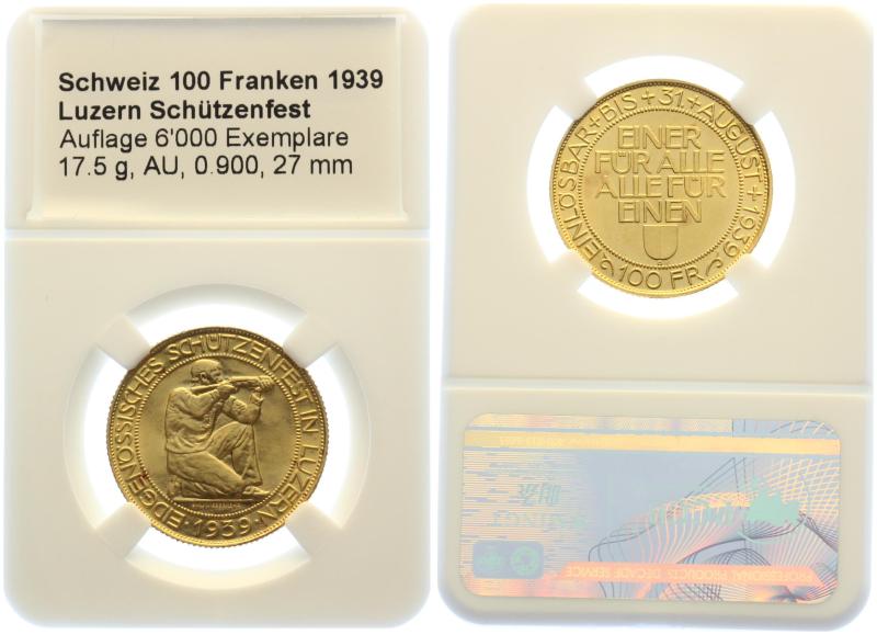 100 Franken 1939 B - Luzern Schützenfest